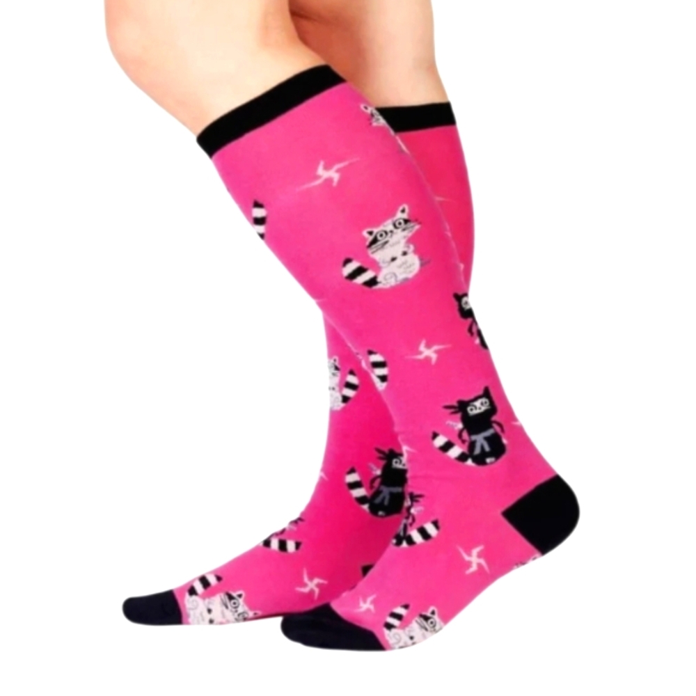 Sock It To Me Womens Knee High Raccoon Socks  Nocturnal Ninja